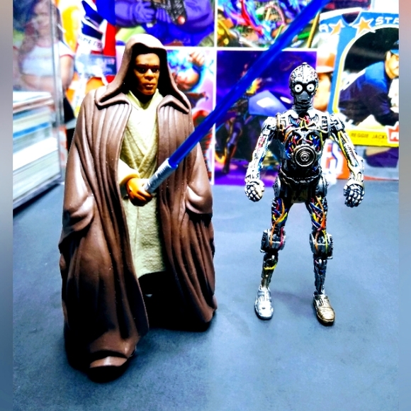 1998 Hasbro Star Wars Episode 1 Talking C-3PO Protocol Droid & Mace Windu - Picture 1 of 4